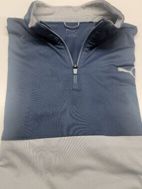 Puma Men's 3/4 zip Golf Sweater XL Blue/Grey